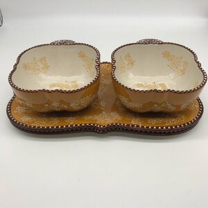 Temp-tations Floral Lace Fall soup bowl and plate.  Set of 2